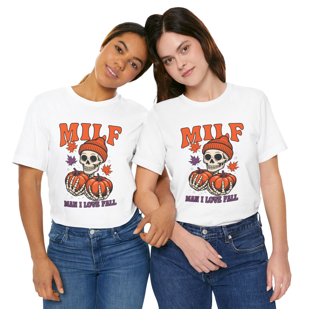 Fall Vibes Skeleton Tee - Halloween Fashion, Unisex Shirt, Fall Apparel, MILF Shirt, Halloween Costume Top