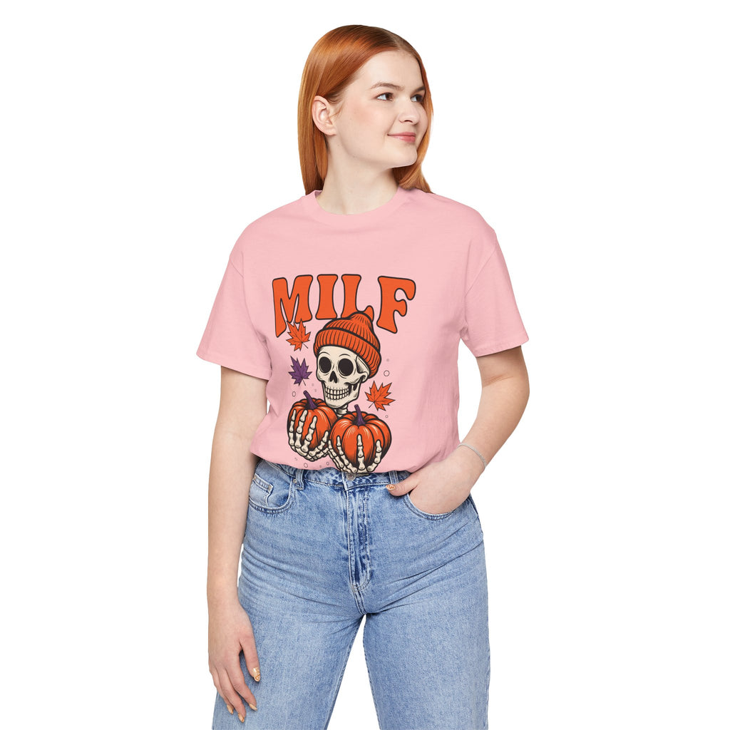 Fall Vibes Skeleton Tee - Halloween Fashion, Unisex Shirt, Fall Apparel, MILF Shirt, Halloween Costume Top
