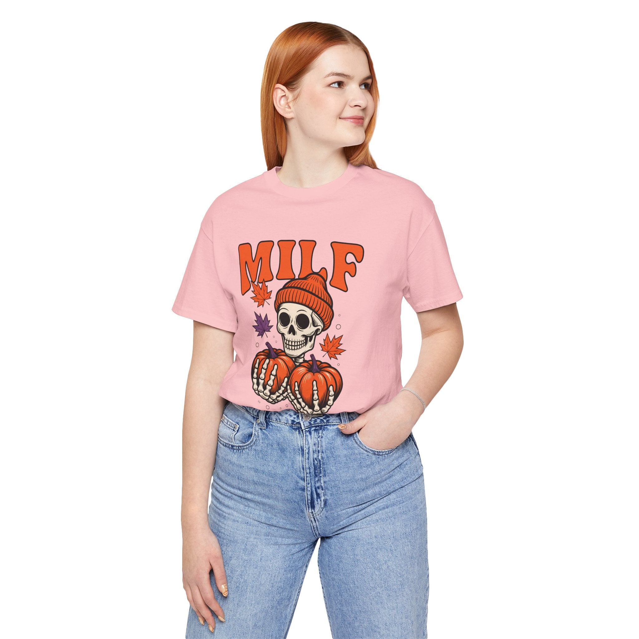 Fall Vibes Skeleton Tee - Halloween Fashion, Unisex Shirt, Fall Apparel, MILF Shirt, Halloween Costume Top