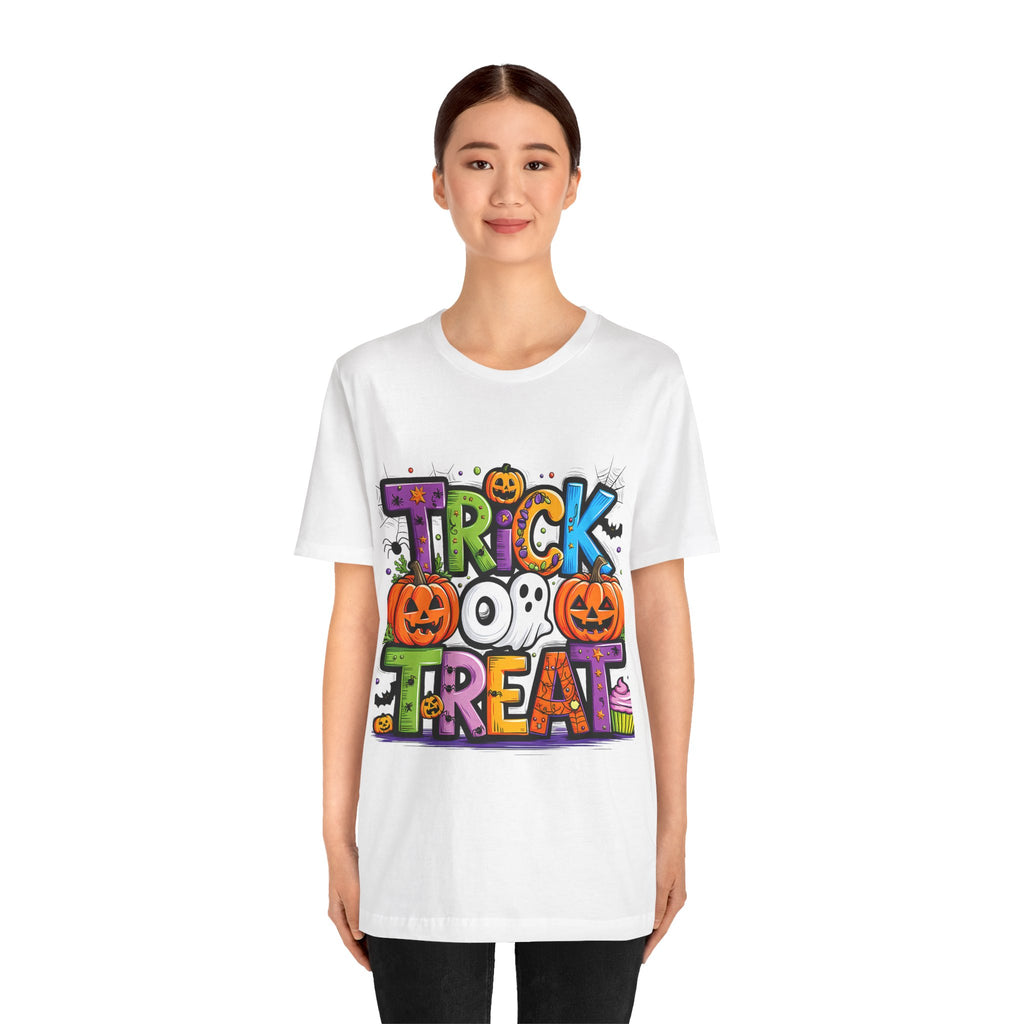 Halloween Trick or Treat T-Shirt | Unisex Short Sleeve Tee, Spooky Graphic Tee, Halloween Costume, Fall Festival Shirt, Kids & Adults