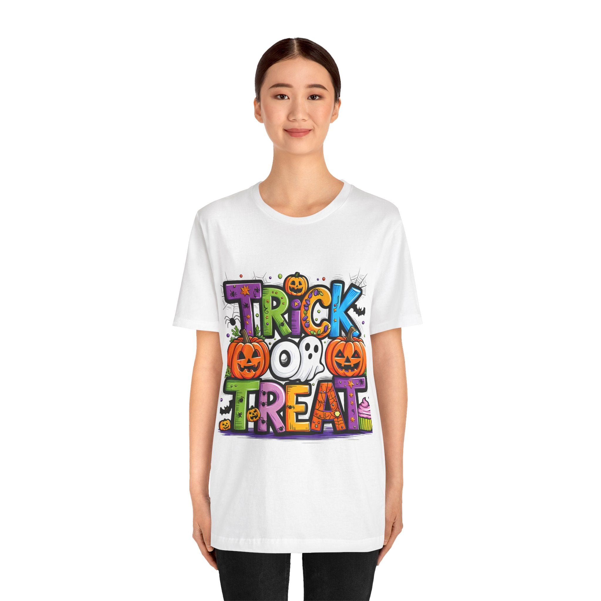 Halloween Trick or Treat T-Shirt | Unisex Short Sleeve Tee, Spooky Graphic Tee, Halloween Costume, Fall Festival Shirt, Kids & Adults