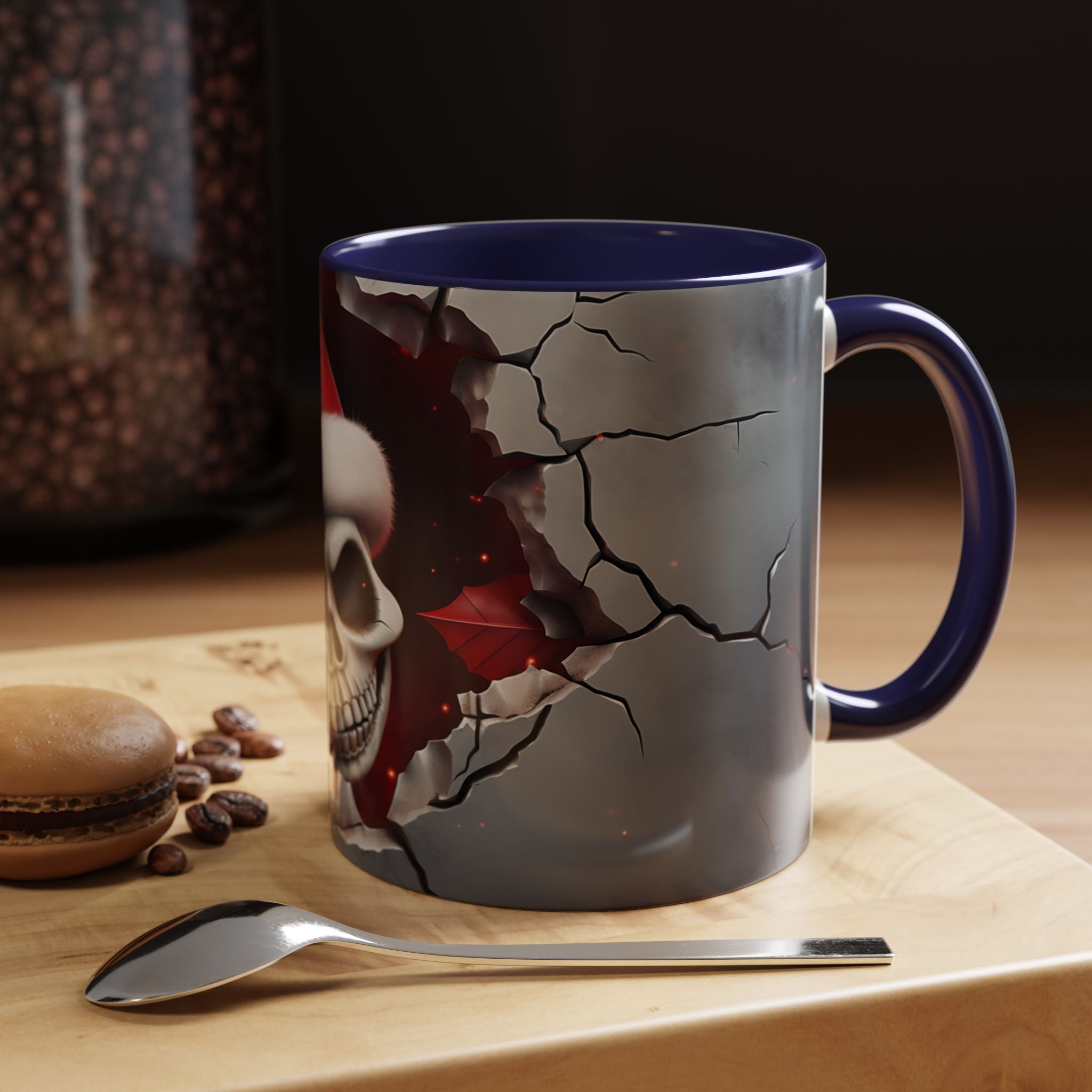 Skull Santa Accent Coffee Mug - Unique Holiday Gift, Halloween Decor, Gothic Style, Skull Lover Mug, Fun Coffee Cups