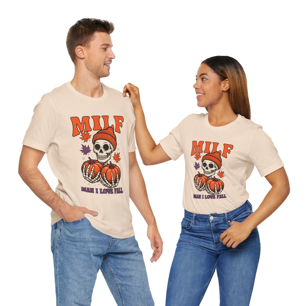 Fall Vibes Skeleton Tee - Halloween Fashion, Unisex Shirt, Fall Apparel, MILF Shirt, Halloween Costume Top
