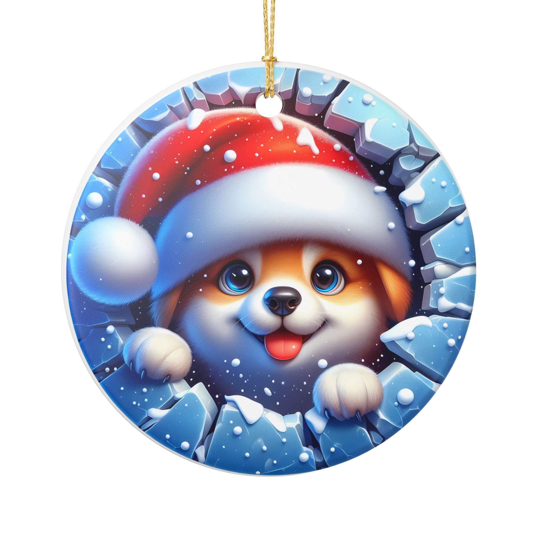 Festive Dog Christmas Ornament, Cute Pet Decor, Holiday Decoration, Animal Lover Gift, Tree Ornament, Winter Home Decor