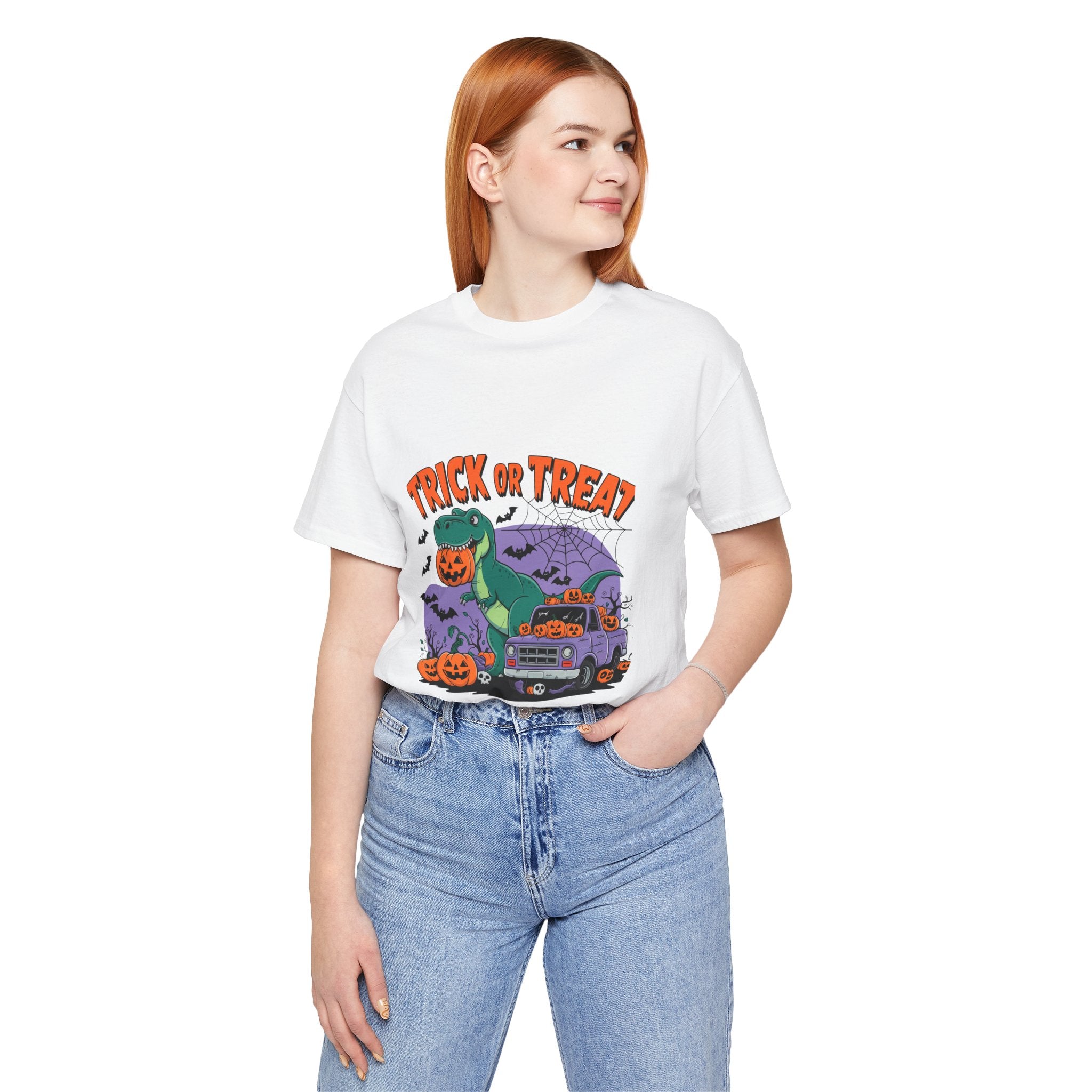 Halloween Dino Tee, Unisex T-Shirt, Trick or Treat Shirt, Fun Halloween Costume, Kids & Adults Halloween Apparel