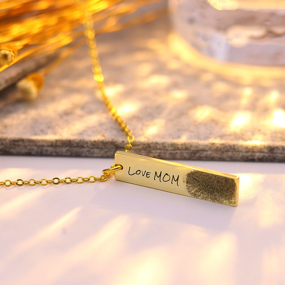 DIY Fingerprint Laser Engraving Long Necklace Pendant