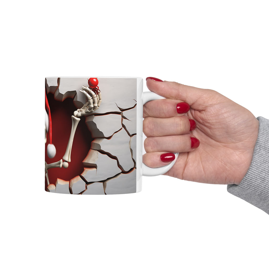Festive Skeleton Mug, Skull Coffee Cup, Halloween Gift, Christmas Mug, Unique Drinkware, Spooky Home Decor