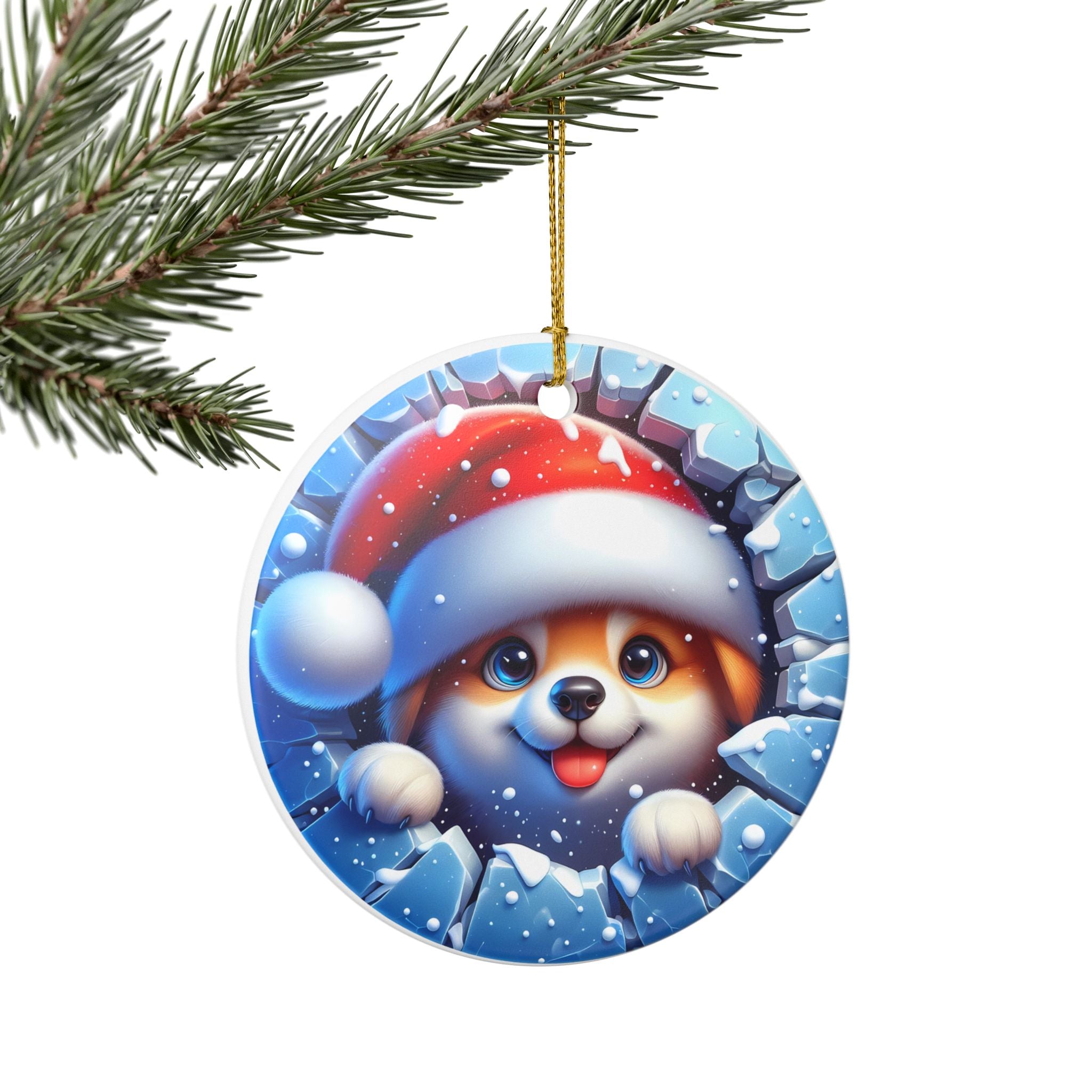 Festive Dog Christmas Ornament, Cute Pet Decor, Holiday Decoration, Animal Lover Gift, Tree Ornament, Winter Home Decor