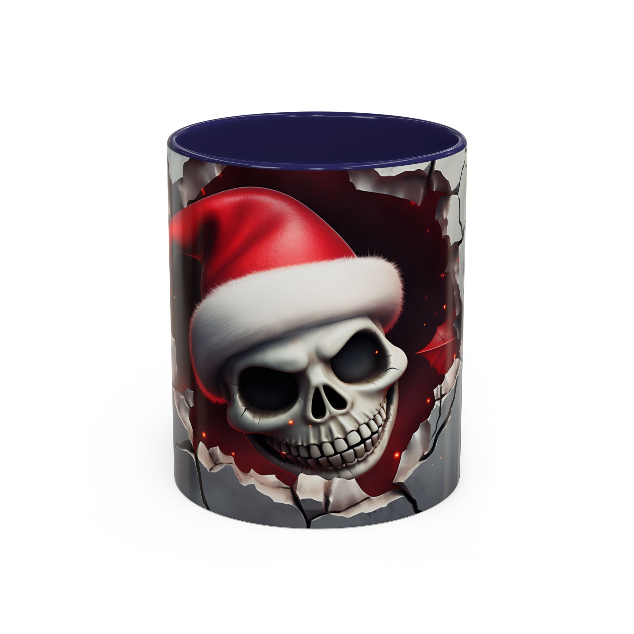 Skull Santa Accent Coffee Mug - Unique Holiday Gift, Halloween Decor, Gothic Style, Skull Lover Mug, Fun Coffee Cups