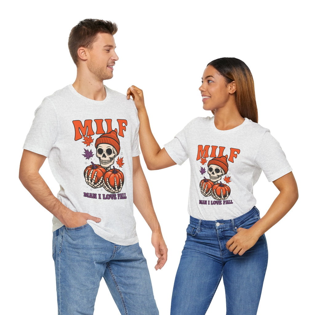 Fall Vibes Skeleton Tee - Halloween Fashion, Unisex Shirt, Fall Apparel, MILF Shirt, Halloween Costume Top