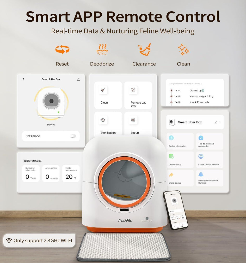 60L Automatic Cat Litter Box, Smart App Control, Deodorizing, Infrared Sensor, Suitable For Multiple Cats