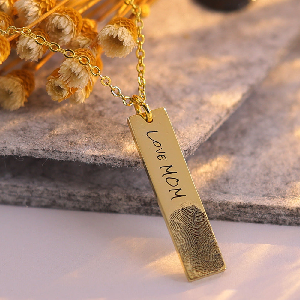 DIY Fingerprint Laser Engraving Long Necklace Pendant